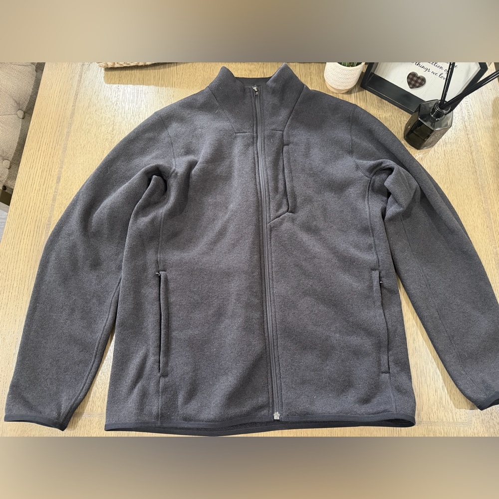 Lululemon Sojourn Jacket Mens Medium Black Full Zip Fleece-Lined Knit LM3EW9S